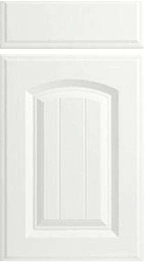 Grooved Arch Satin White Kitchen Doors