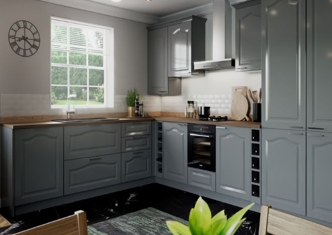 Cambio Cathedral Arch High Gloss Dust Grey Kitchen Door