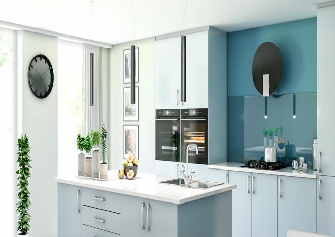 Trends Lewes High Gloss Denim Blue Kitchen Door
