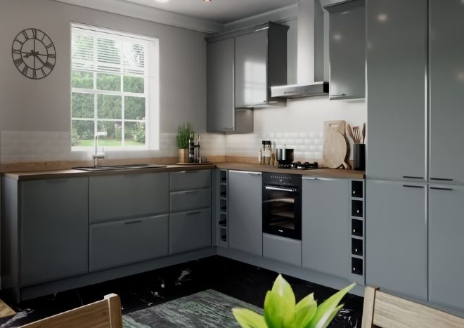 Cambio Bevelled Edges High Gloss Dust Grey Kitchen Door