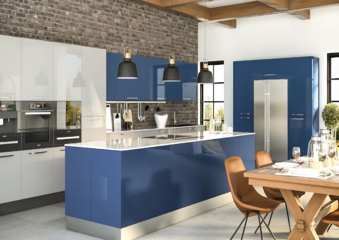 Legato Ultragloss Baltic Blue Kitchen Door
