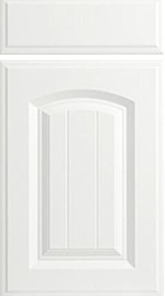Grooved Arch Satin White Kitchen Doors