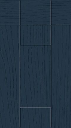Wide Frame Grooved Shaker Woodgrain Matt Indigo Blue Kitchen Doors
