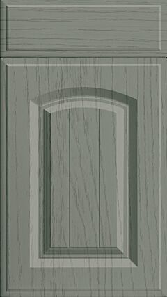 Grooved Arch Woodgrain Matt Sage Green Kitchen Doors