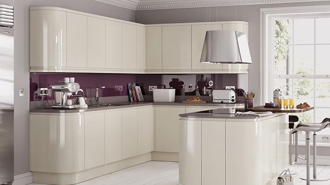 Lucente High Gloss Cream Kitchen Doors, How Do You Clean Gloss Kitchen Units