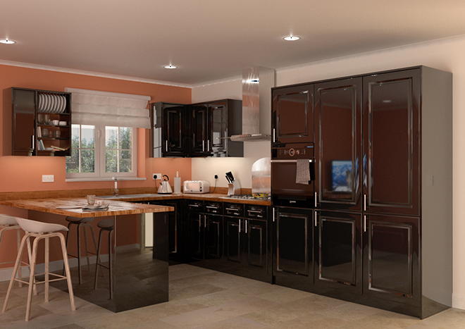 Buxted High Gloss Black Kitchen Doors From £5.48 Made to Measure.