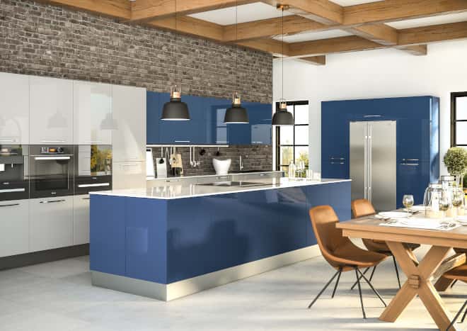 Legato kitchen doors in Ultragloss Baltic Blue