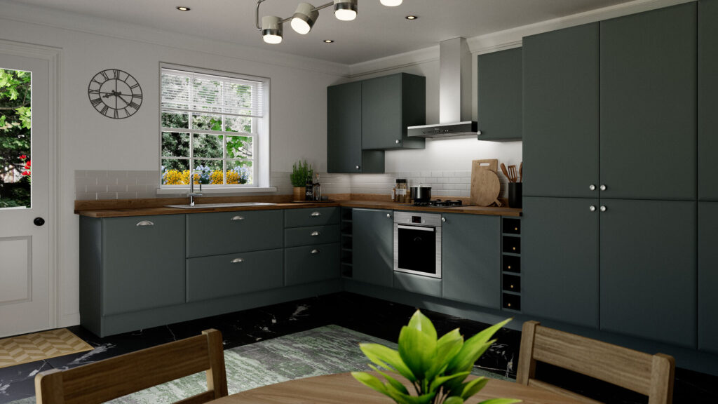 A green kitchen will help give your room a Christmas feel.